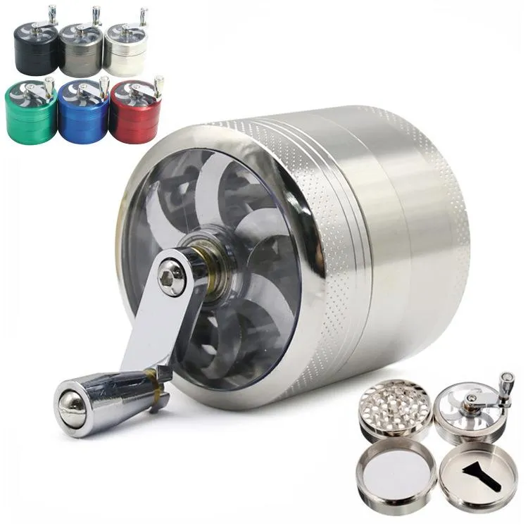 tobacco grinder 55mm 4layers Zicn alloy hand crank tobacco grinders metal grinders for herbs herbal grinders for tobacco DHL free