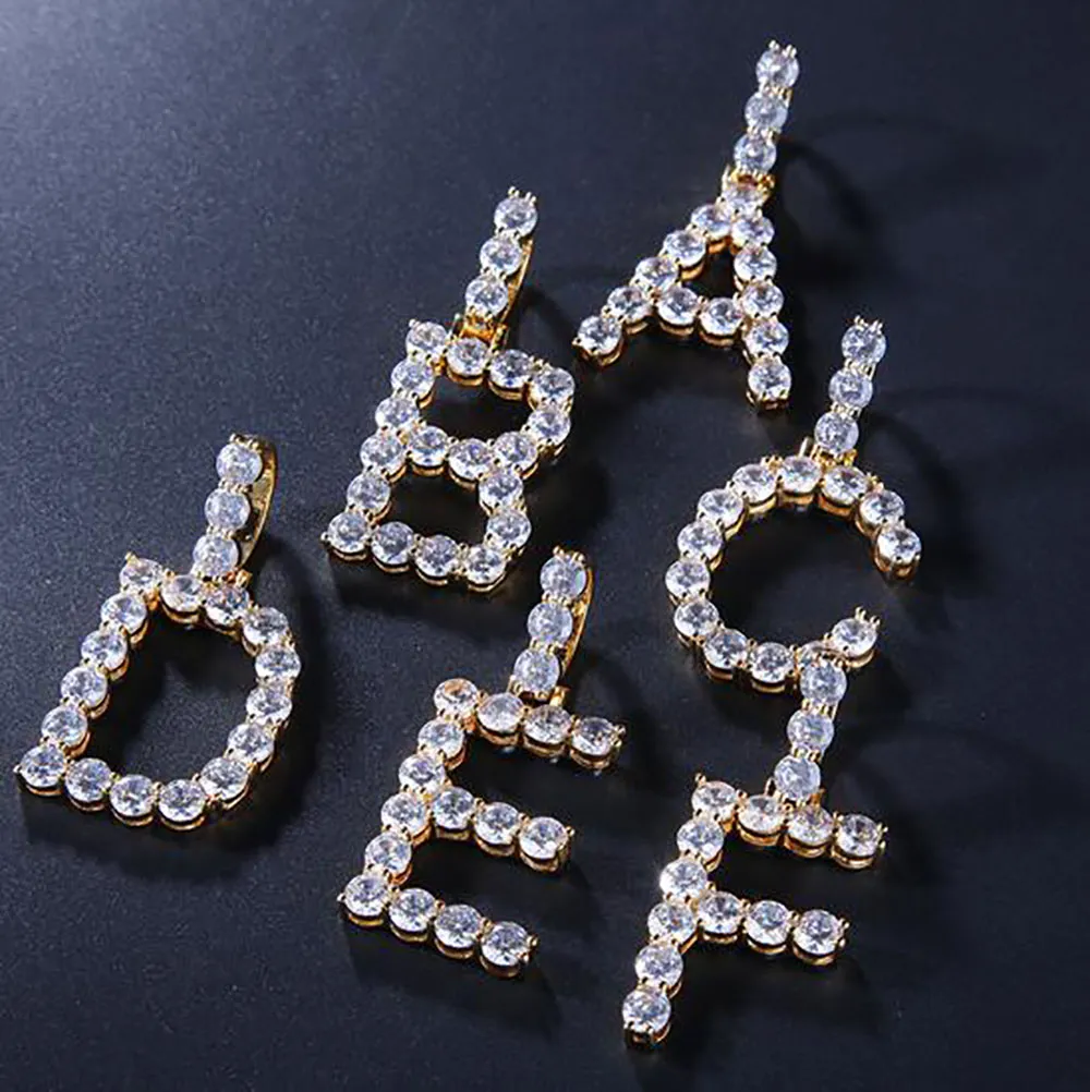 A-Z Letters Halsketten Anhänger Custom Name Charme für Männer/Frauen Gold Silber Fashiom Hip Hop Schmuck mit Seilkette