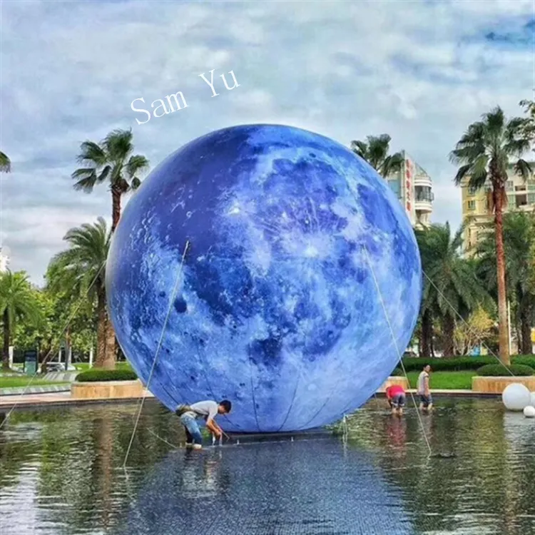 Ballon gonflable personnalisé planète lune terre soleil Mars avec bande LED et ventilateur CE pour la décoration de boîte de nuit