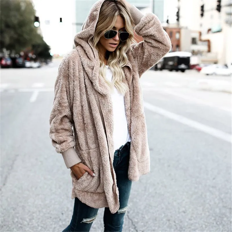 HOT Winter Coat Plus Size Hooded Teddy Coat Plus Size Faux Fur