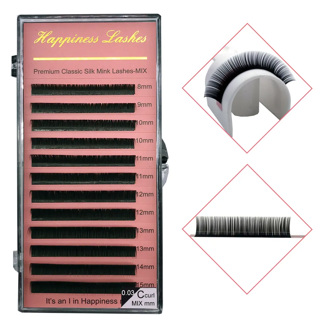 Eyelash Extension Eye Lashes Classic Silk Mink Lashes Individual Lashes Easy to Use Natural Look Deep Matte HPNESS