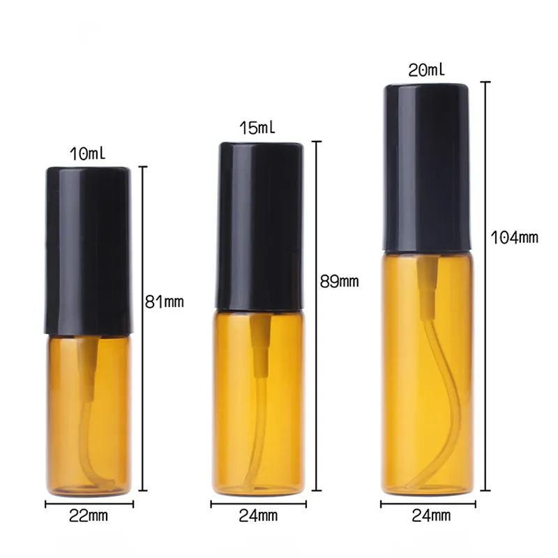 10ml 15ml 20mlのパルファムの空のびんの茶色の香水噴霧器の詰め替え可能なポンプのスプレーの携帯用ボトル化粧品水スキンケア