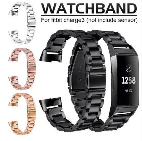 Correa de reloj de acero inoxidable para Fitbit Charge 3, repuesto de pulsera de acero inoxidable, correa inteligente para Fitbit Charge 3, correas de reloj