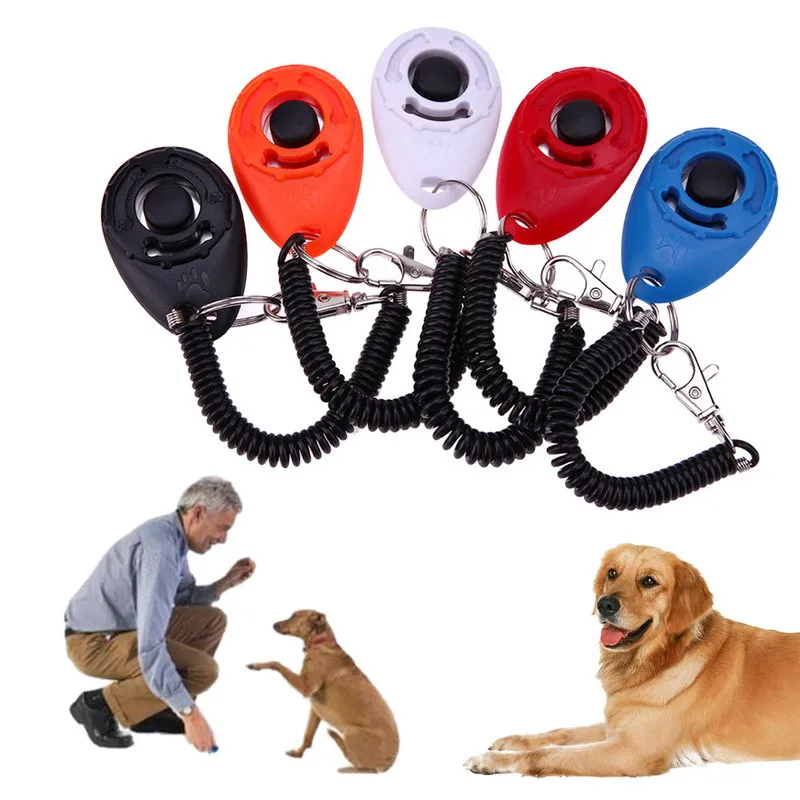 Pet Bark Deterrents Trainer Dog Clicker Justerbar ljudnyckelkedja och handledsband Clicker Dog Trainer