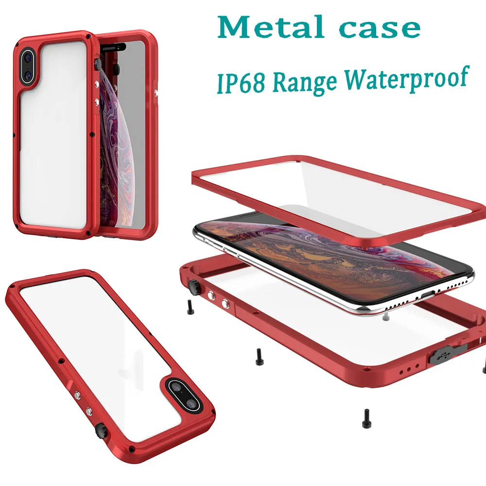 qualidade Ceia de metal impermeável caso à prova de choque sujeira prova Water Resistant Metal Armor Capa para iPhone x xr xs max iphone 11