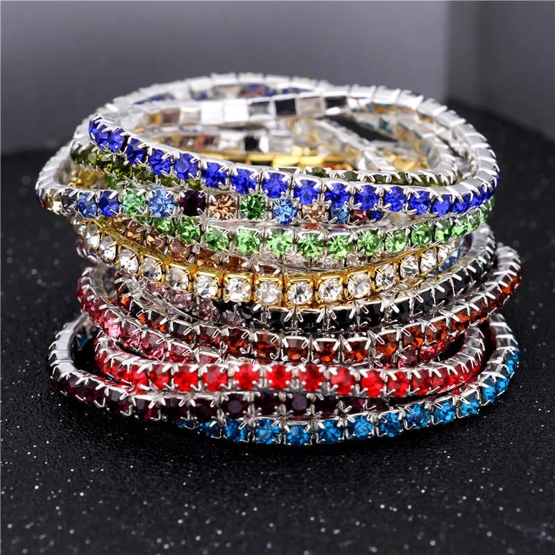 Bonitas filas de pulsera de diamantes de imitación de cristal, pulsera ostentosa para mujer, joyería hermosa, pulsera nupcial de boda a la moda