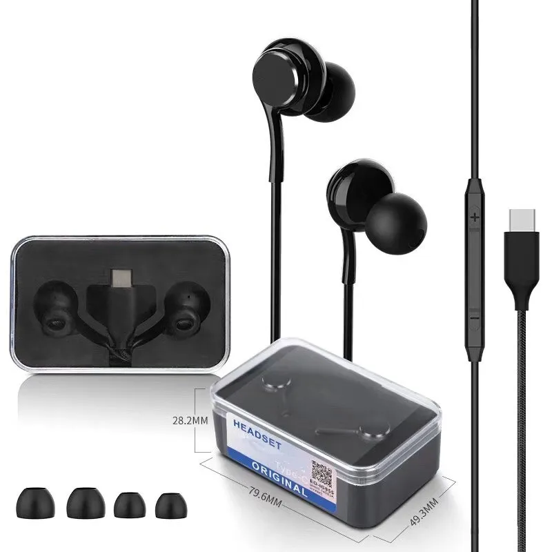 Nieuwste Type C In-Ear OEM Hoge Kwaliteit Oortelefoon Hoofdtelefoon Oordopjes voor Smart Phone met Crystal Retail Packing