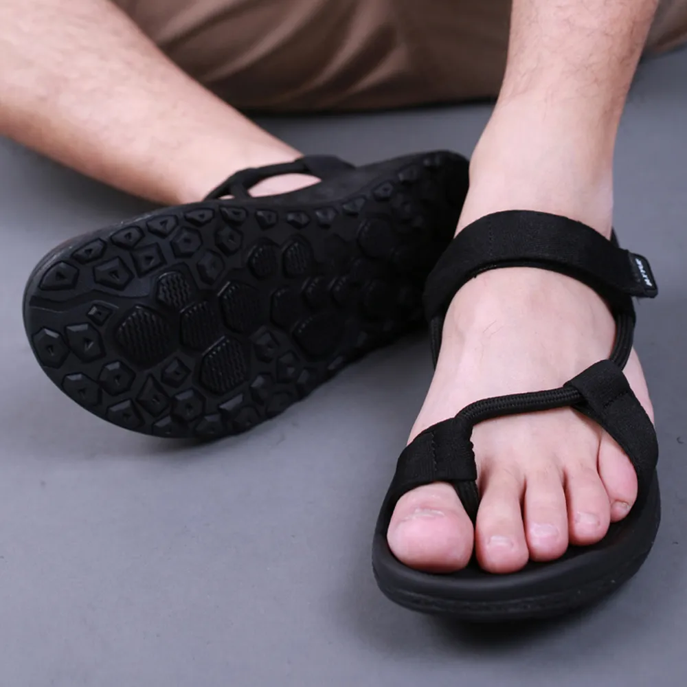 Män Sandaler 2018 Män Svart Strand Sandaler Högkvalitativ Unisex Flat Summer Shoes Sandalias Para Hombre Storlek 45 46