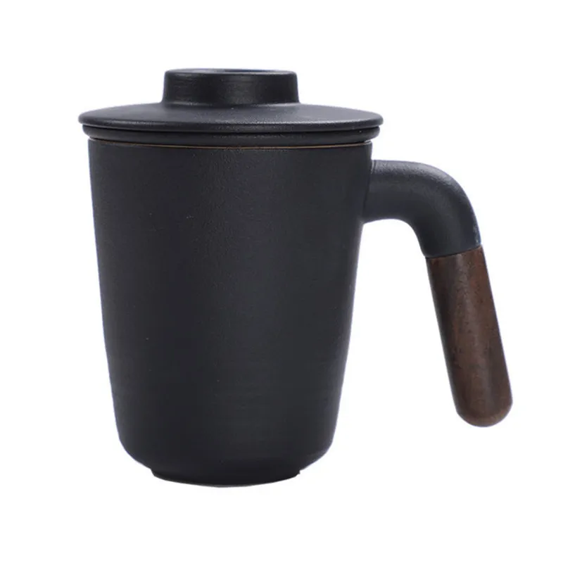 Vintage Coffee Cup With Handle Ceramic tea mugs with filters Insulation Mug Office White Black Color