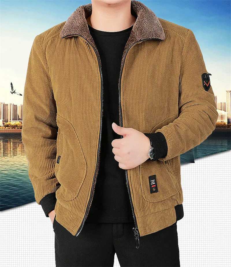 Fashion-2019 Tjock Designer Mens Vinterjacka Lyxig Fast Färg Casual Bomber Jacka Små Applique Zipper Fly Coats