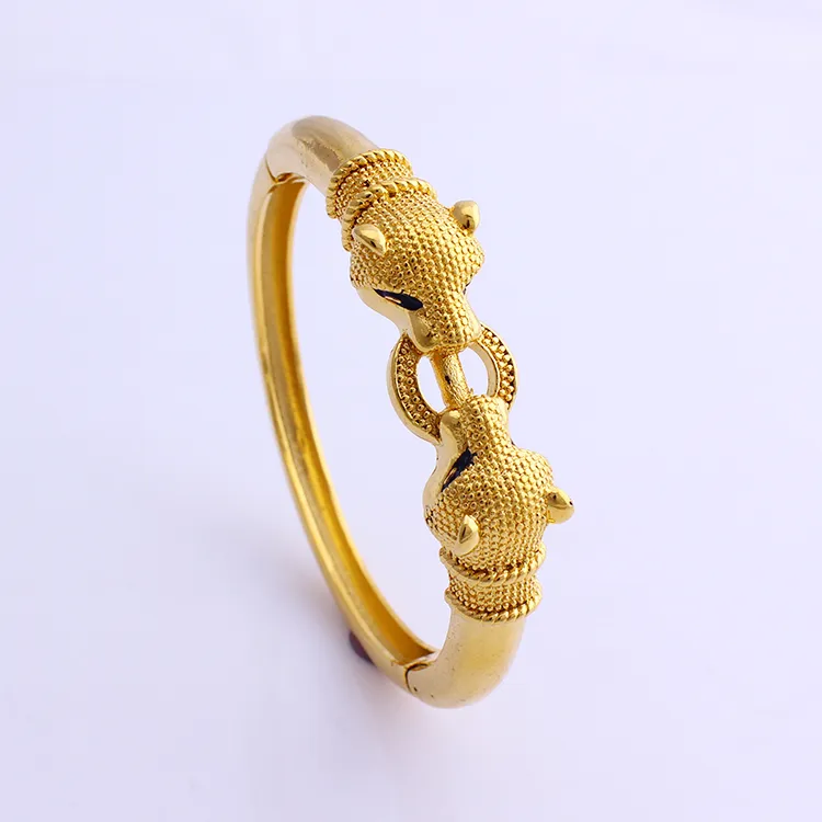 Fansheng high quantily charm Leopard bangle 24 k Solid Yellow Gold GF bangles for women men jewelry African Ethiopian gift