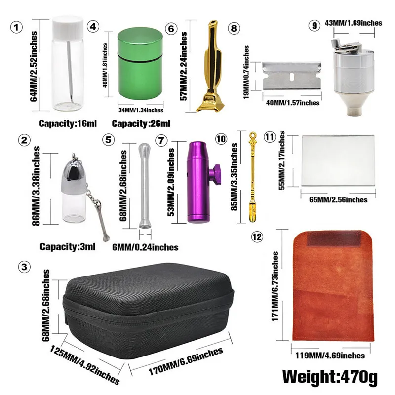 Tabaco de la bolsa bolso de múltiples funciones del cuero Kit de cigarrillo que fuma juegos de herramientas de tuberías Formax 420 Kit Fumador Conjunto Grinder