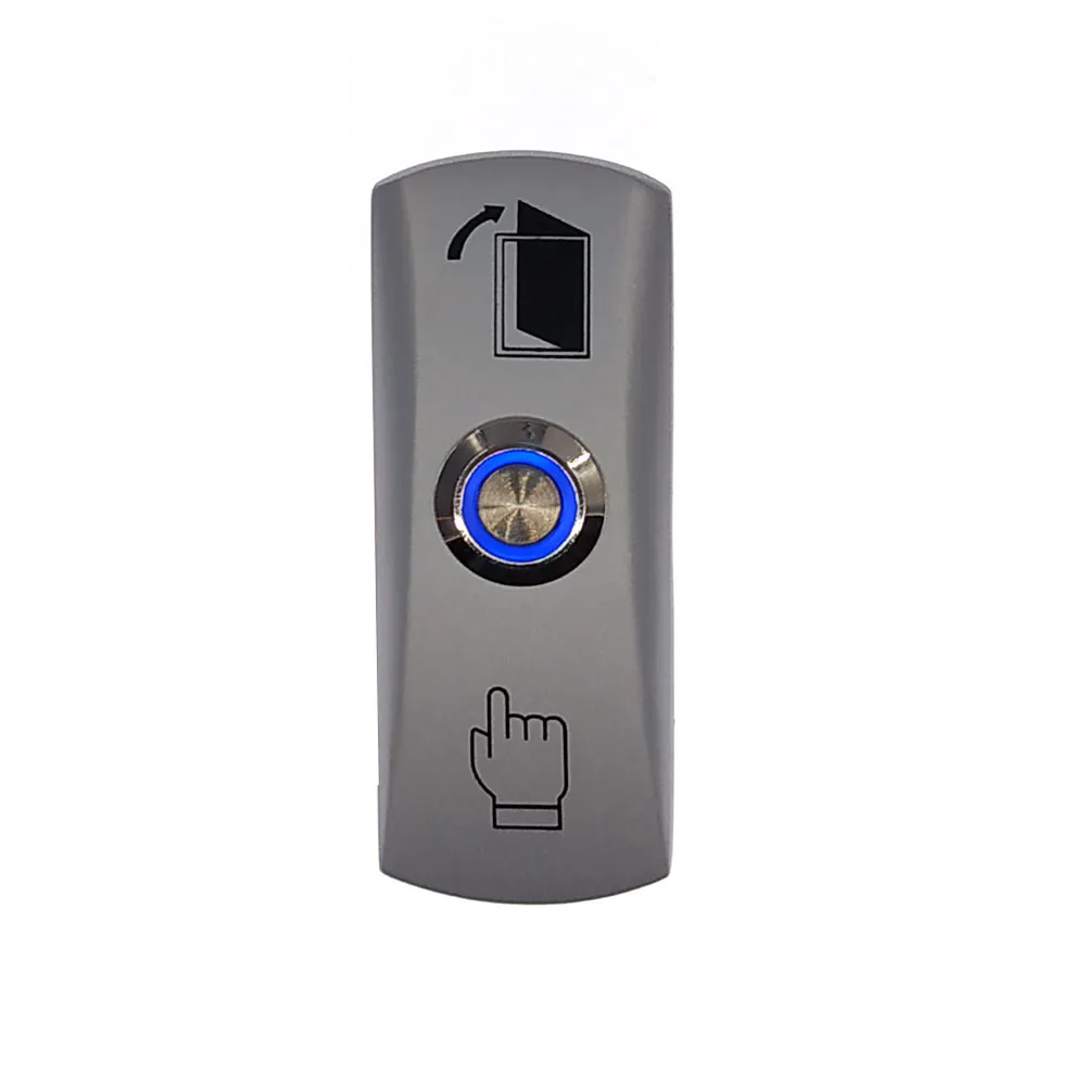 Exit button with LED light for Access control zinc alloy Material the Bottom Box Door Push Exit Door Release Button Switch