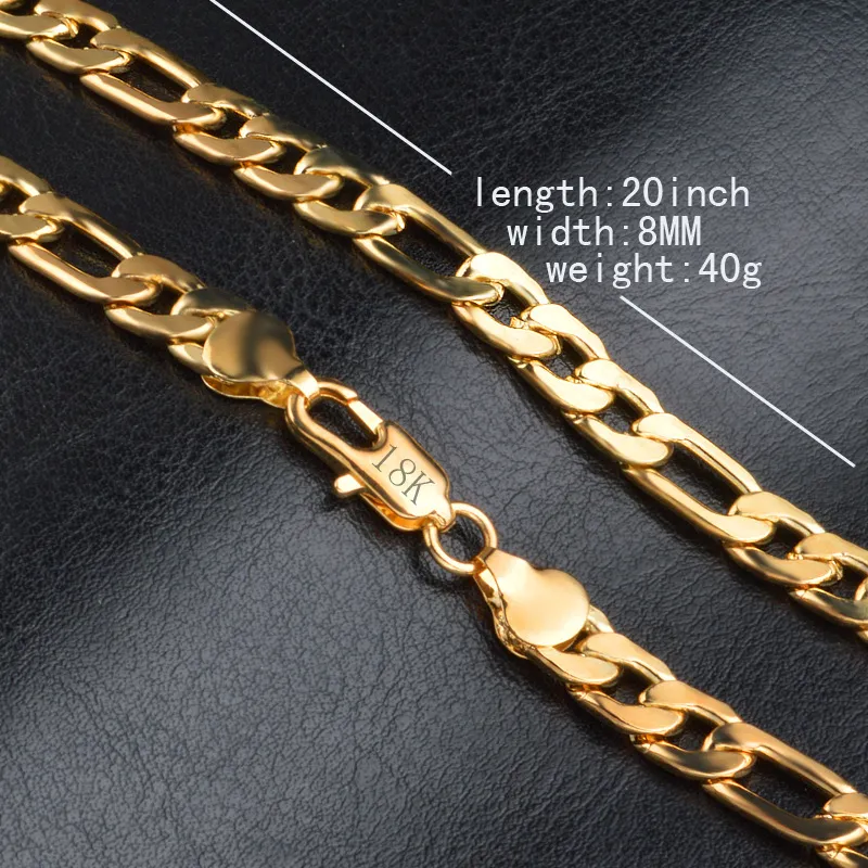 18K Gold Plated Figaro Chain Mens Gold Chain Necklace For Men 8mm Width 20 Inch Length Fashionable Hip Hop Jewelry Gift With High Quality Bulk Price 3 1 Scale From Yambags 3.69 DHgate.Com