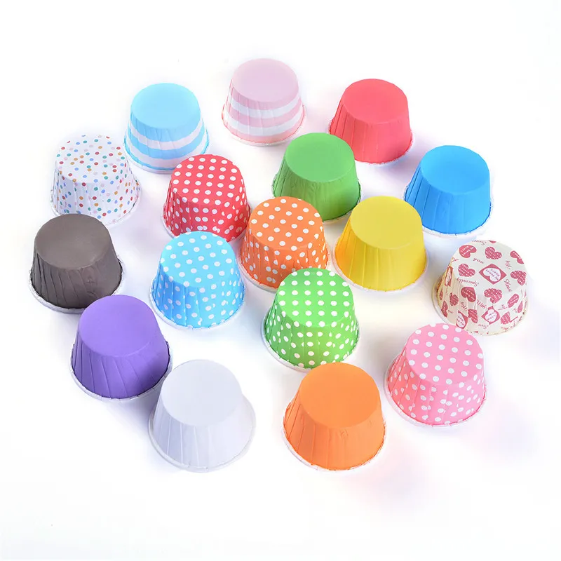 New Fashion Colorful Stripe Dot Paper Cake Packaging Tazze Muffin Baking Cup Liners Mold Cake Decorating Cupcake 100 Pz / lotto