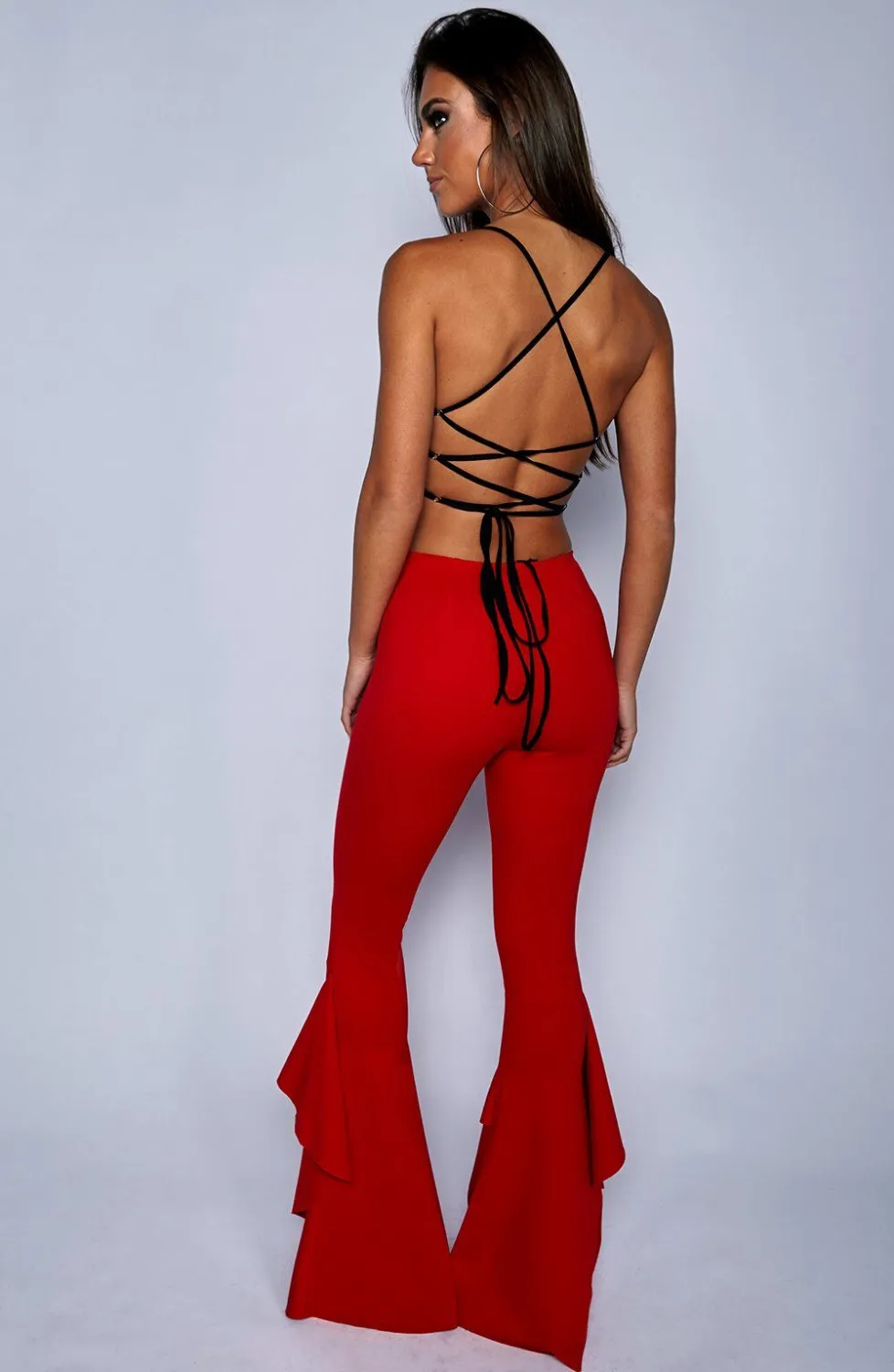 Hippie-Women-Enthusiastic-Red-Ruffles-Slim-Flare-Pants-Elastic-Bottom-2018-Fashion-Summer-New-Wide-Leg