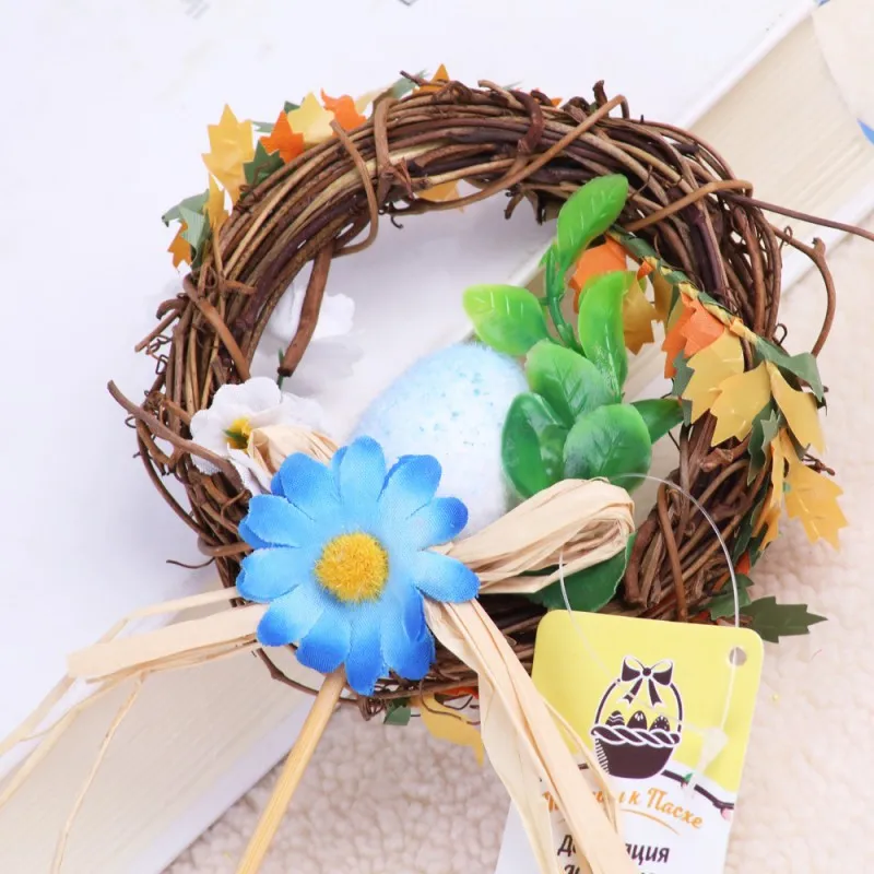 Decorazione ghirlanda di Pasqua Regalo di fiori di Pasqua Ornamento di uova  di Pasqua Decorazione da tavolo Ornamento per porta Fiori decorativi da