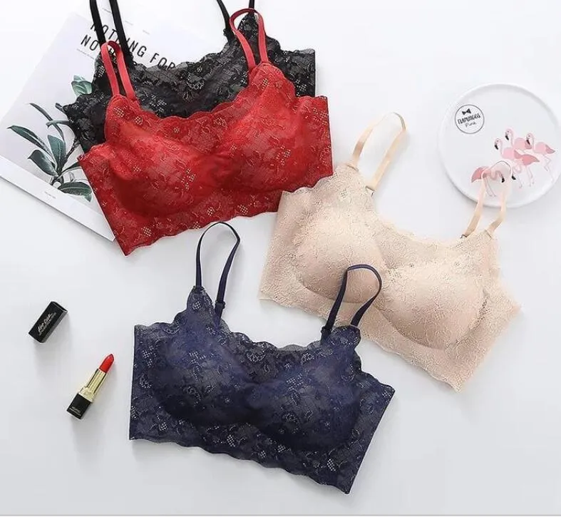 2019 New Japanese comfortable LACE SLING sleeping underwear women gather a thin Sexy Sports traceless bra