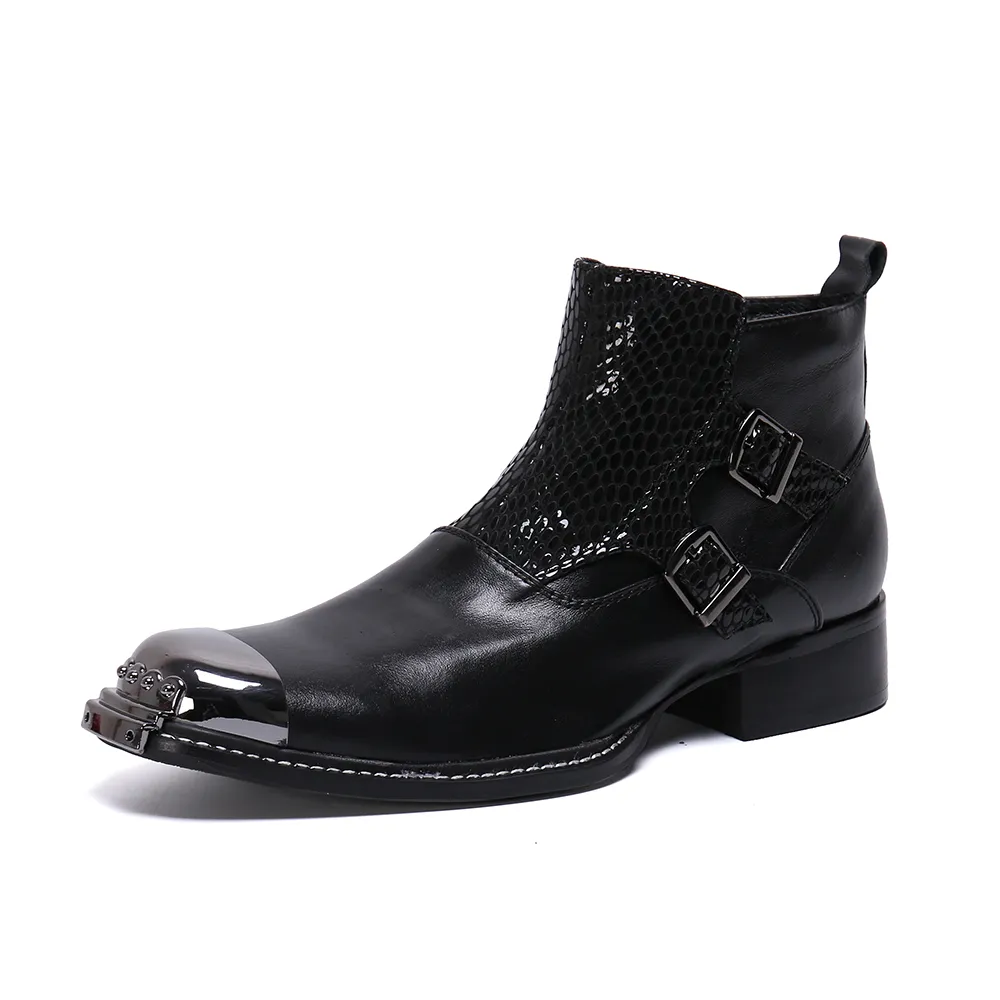 Batzuzhi Moda męskie buty Buty żelaza Toe Black Prawdziwej Skóry Buty Koszulki Zip Business Party Formalne Buty Mężczyźni Botas Hombre!
