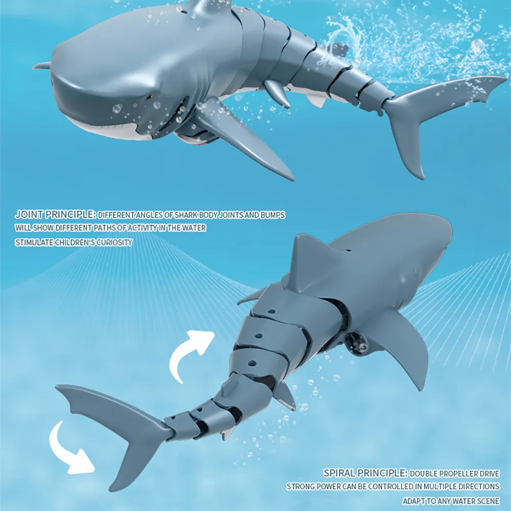 2,4 g fjärrkontroll simulering av haj prank leksak, 360 graders rotera, justerbar hastighet, 20 minuters uthållighet, julkid pojke gåva, användningu