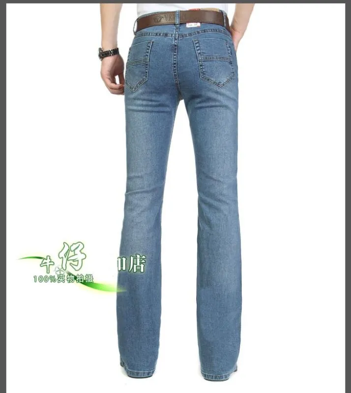 calça jeans boca de sino masculina slim jeans boot cut preto roupas masculinas casual calça Business Flares2645