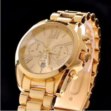 Ganze berühmte Design Mode Herrenuhr Gold Silber Edelstahl Frau Genf Quarzuhren Mann Armbanduhr Business Classil 2549