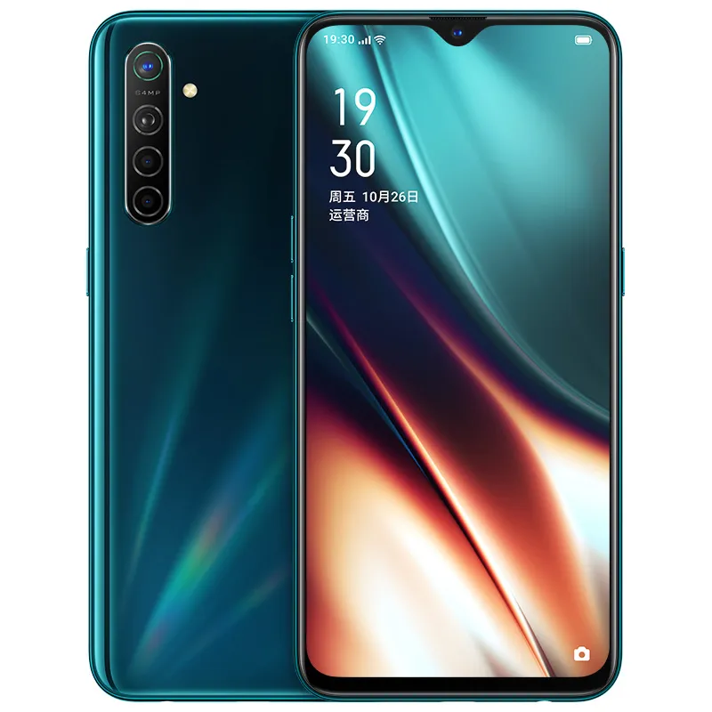 Téléphone portable d'origine Oppo K5 4G LTE 6 Go de RAM 128 Go de ROM Snapdragon 730G Octa Core Android 6.4" AMOLED Plein écran 64MP AI NFC 4000mAh ID d'empreintes digitales Visage Smart Mobile Phone