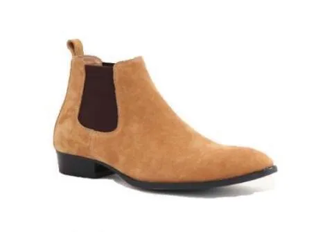 2019 Brand Suede Elasticità poco profonda Stivali caviglie per uomini stivali bassi tacchi zapatos scarpe da uomo di grandi dimensioni