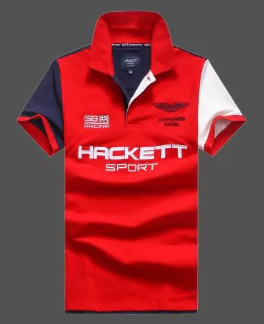 Summer Slim Hackett Racing Polo Shirts Men Short Sleeve Aston