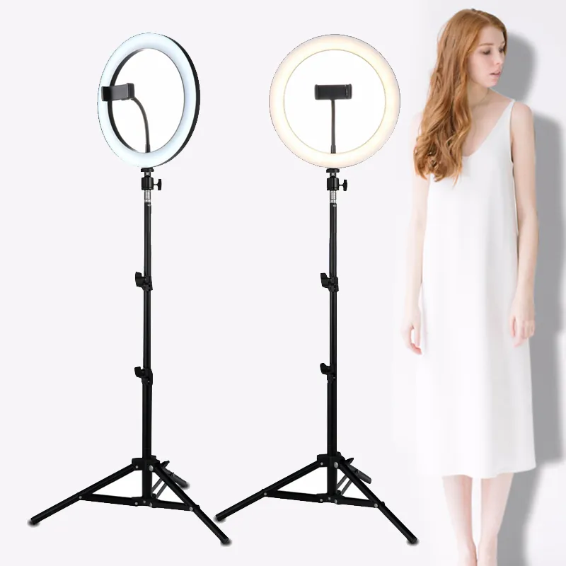 Anillo de luz LED para Selfie, anillo de luz para fotografía de estudio, regulable con trípode, utilizado para iPhone, Yutube, maquillaje, vídeo en vivo