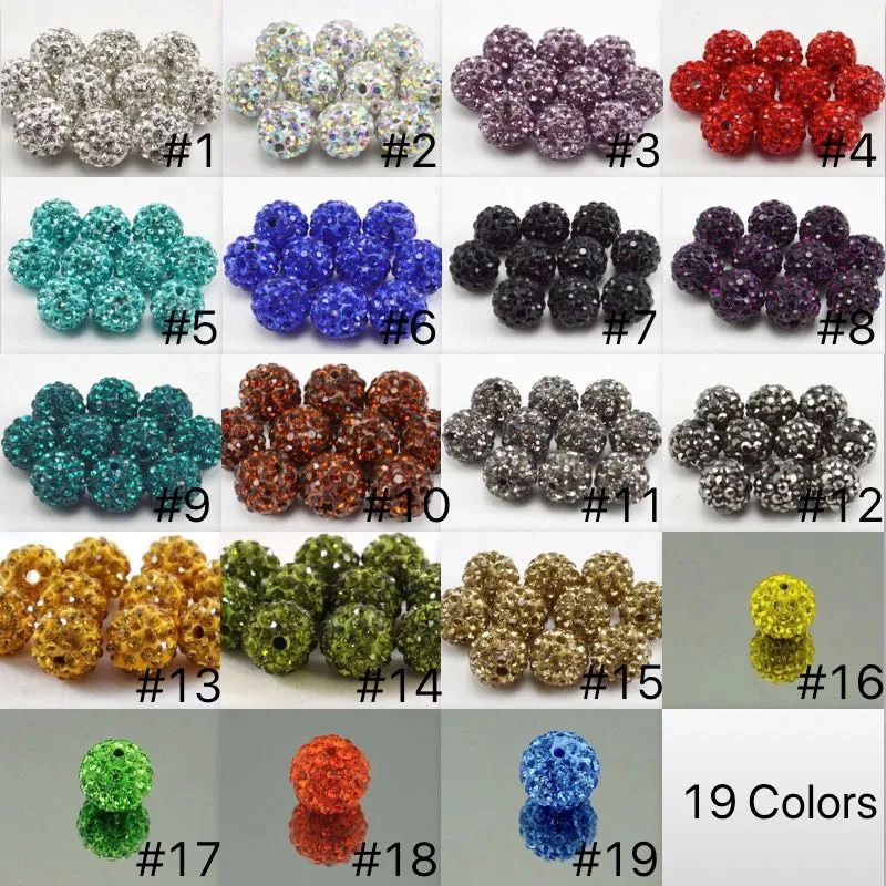 10mm 5 fileiras furos duplos AB contas de resina de bala de argila macia soltas incrustadas redondas bola de strass Shambala Bead pulseira colar acessório2357