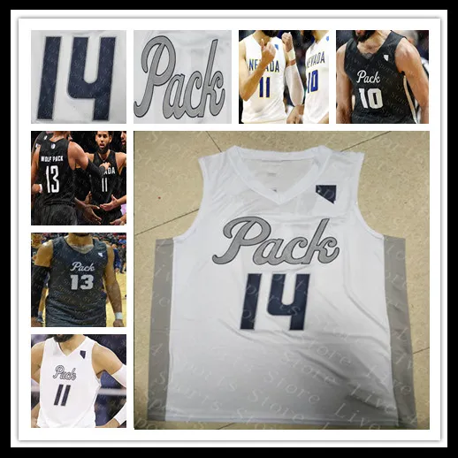 Personalizado NCAA Nevada Wolf Pack College Basketball Jersey costurado Caleb Martin Jalen Harris Lindsey Drew Johnson Cody Caroline Branco Preto