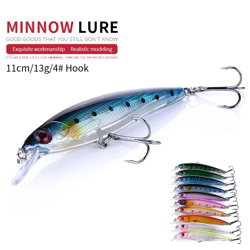 NEWUP 10шт 13.4cm 11g высокого качества Minnow Песок рыболовной приманка 3D Eye Bass Topwater Жесткий приманки воблер воблер рыболовные снасти