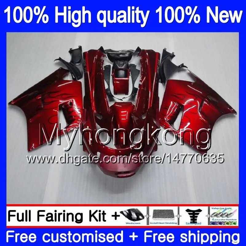 Fairing Vücut KAWASAKI ZZR 1100 CC ZX11R 1990 1991 1992 205MY.9 ZX 11R ZZR1100 ZX11 R ZZR1100 ZX11 R ZX11R 90 91 92 Siyah alevler