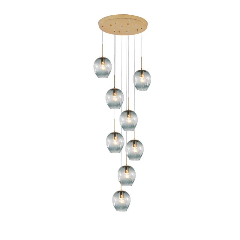 Personnalité nordique escaliers en verre pendentif lumières escalier rotatif moderne minimaliste appartement escalier LED Restaurant pendentifs lampe