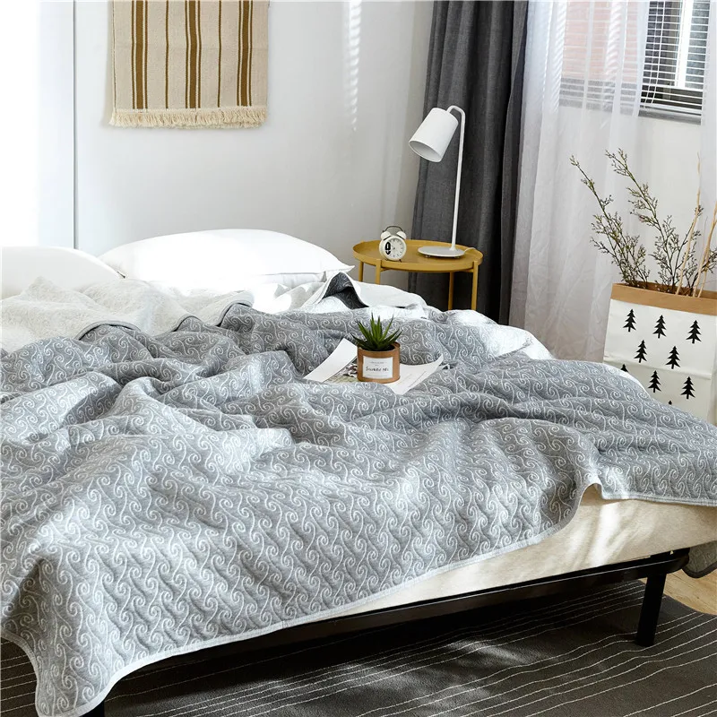 Bomullsbäddsäcken kastar filtplädda säng täcker sommaren tunn täcken stiching täcke täcke hem textilier lämpliga vuxna barn