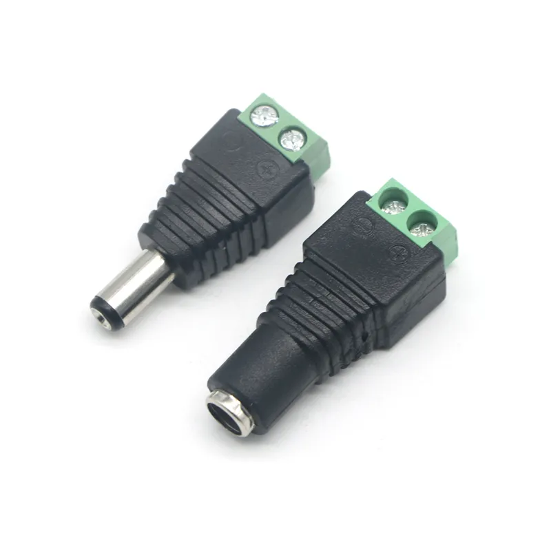 Female/Male DC Power Jack Connector Plug Adapter 5.5x2.1mm For 5050 3528 Single Color LED Strip Light for CCTV Camera