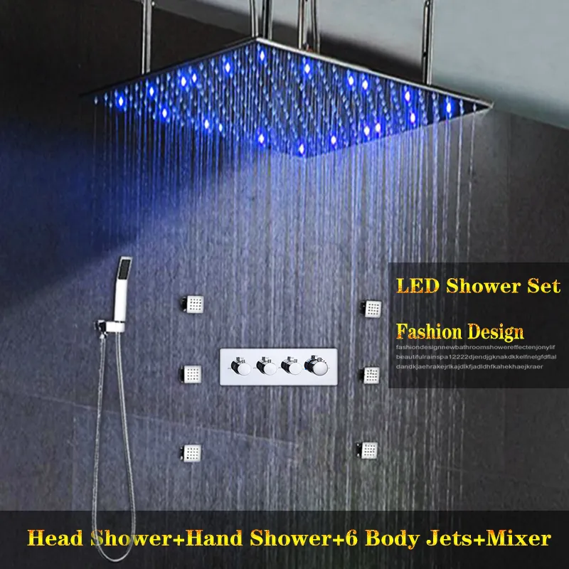 Hot Cold High Flow 3 Water Flow Functions Shower Valve Set 50x50 CM Big