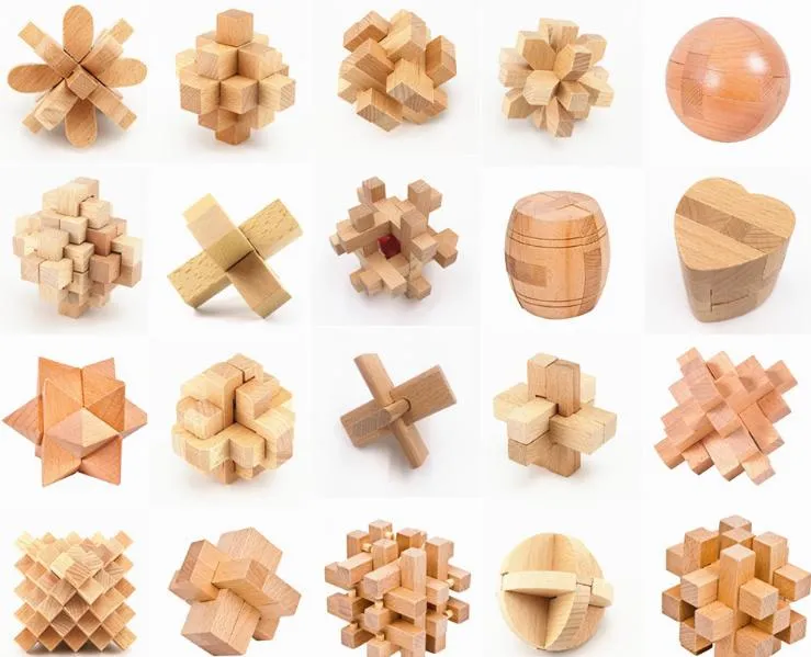 3D Jigsaw Puzzles Houten Klassieke Cube Genius Puzzel en Brain Teasers Kongming Luban Jigsaw Luban Luban Lock Chinese Educatief Speelgoed Gift voor kinderen