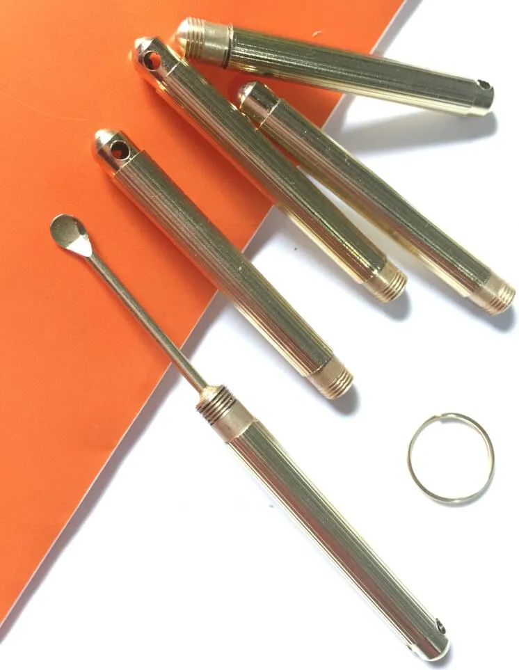 Golden Reting Wax Dabber Tools Snuff Snorter Sniffer Powder Spoon Portable Key Ring Shovel Wax Scoop Hookah Shisha R￶kning Tillbeh￶r Dab Jar Tool Tool