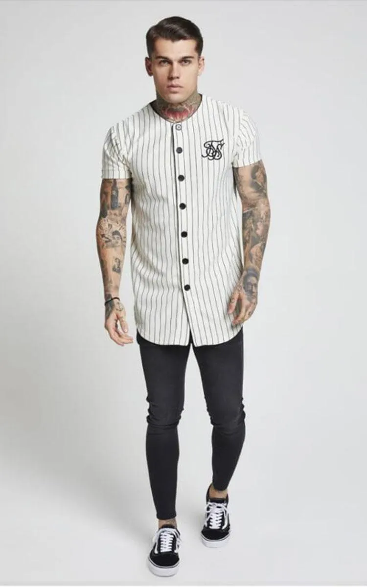 Camisa De Béisbol De Manga Corta De Verano Para Hombres Camiseta De Algodón  De Alta Calidad Bordada De Seda Sik Camiseta De Manga Corta De Rayas De  Moda Para Hombres M 2XL