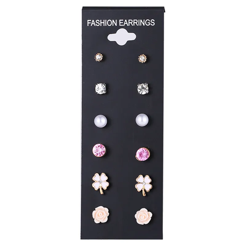 Faux perle femmes boucles d'oreilles à la mode tendance style coréen 6 paires par ensemble boucles d'oreilles boucles d'oreilles déclaration