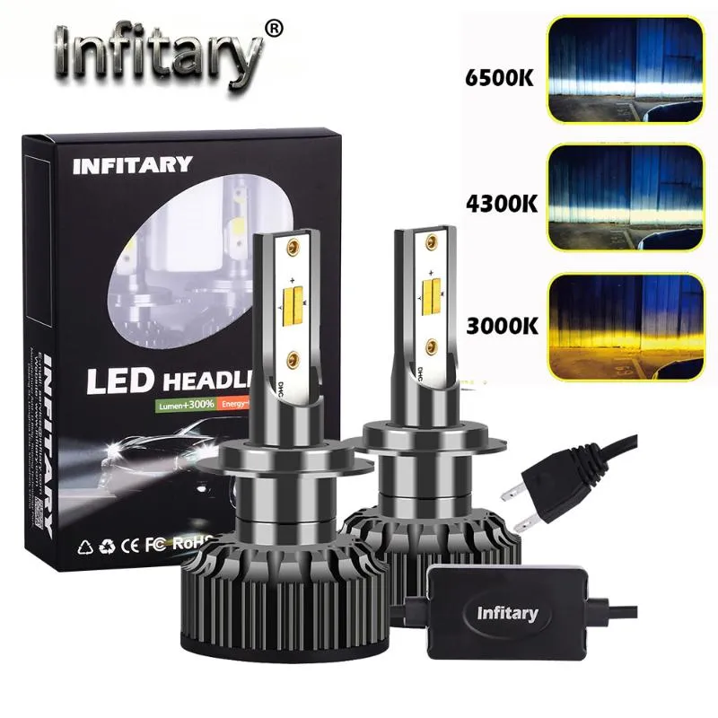 Infitary – phare LED pour voiture, 2 couleurs, H7, H4, ampoules