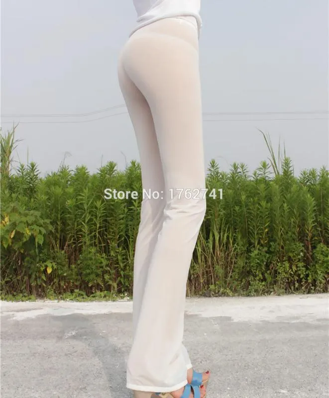 Womens Super Sexy Semi See Through Flare Pants Elastic Strecthy Slim Fit Leggings  Transparent Skinny Trousers From Xisibeauty, $31.33