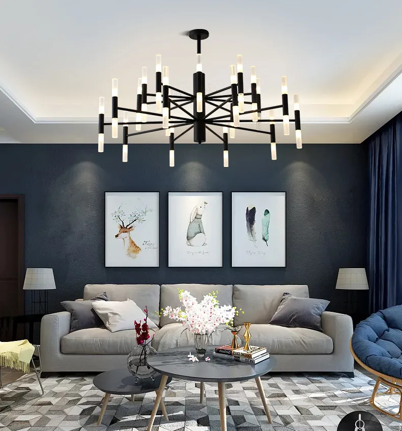 현대 램프 패션 디자이너 블랙 골드 LED 천장 아트 데코 부엌 거실에 대 한 샹들리에 라이트 램프 로프트 침실