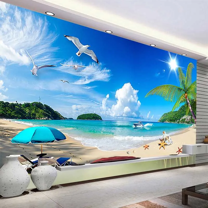 Wallpapers Drop Custom 3D Po Wallpaper Summer Seaview Sunshine