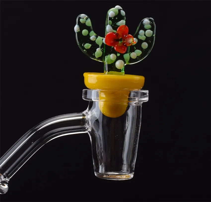 Chiodo Banger al quarzo conico piatto superiore con tappo in carb di cactus 10mm 14mm 18mm Chiodo al quarzo maschio femmina per tubi di acqua in vetro Bong