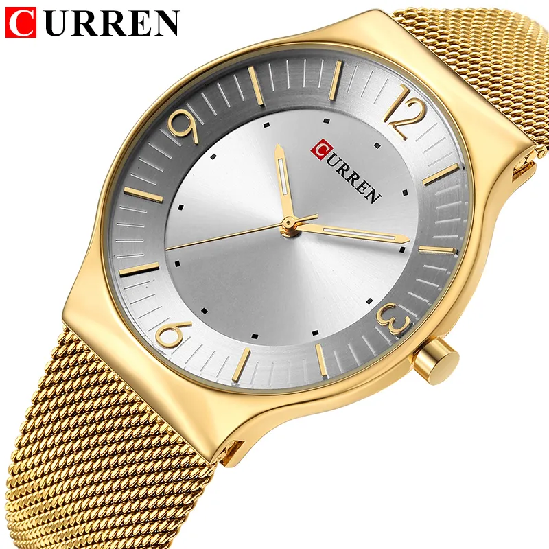 CURREN Top Brand Luxury Fashion Design classico da uomo al quarzo Orologi da polso con cinturino in acciaio pieno Hodinky Relogio Masculino