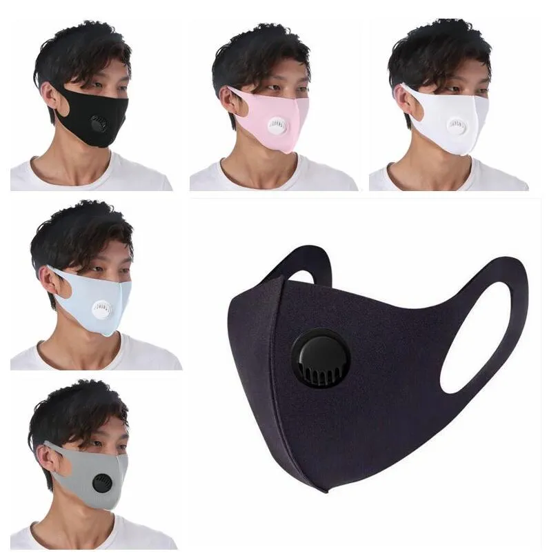 Maschera per valvola respiratoria in seta di ghiaccio Maschere regolabili anti-polvere per adulti Maschere PM2.5 per bambini Maschere protettive per bocca riutilizzabili a muffola 5 colori CCA12051