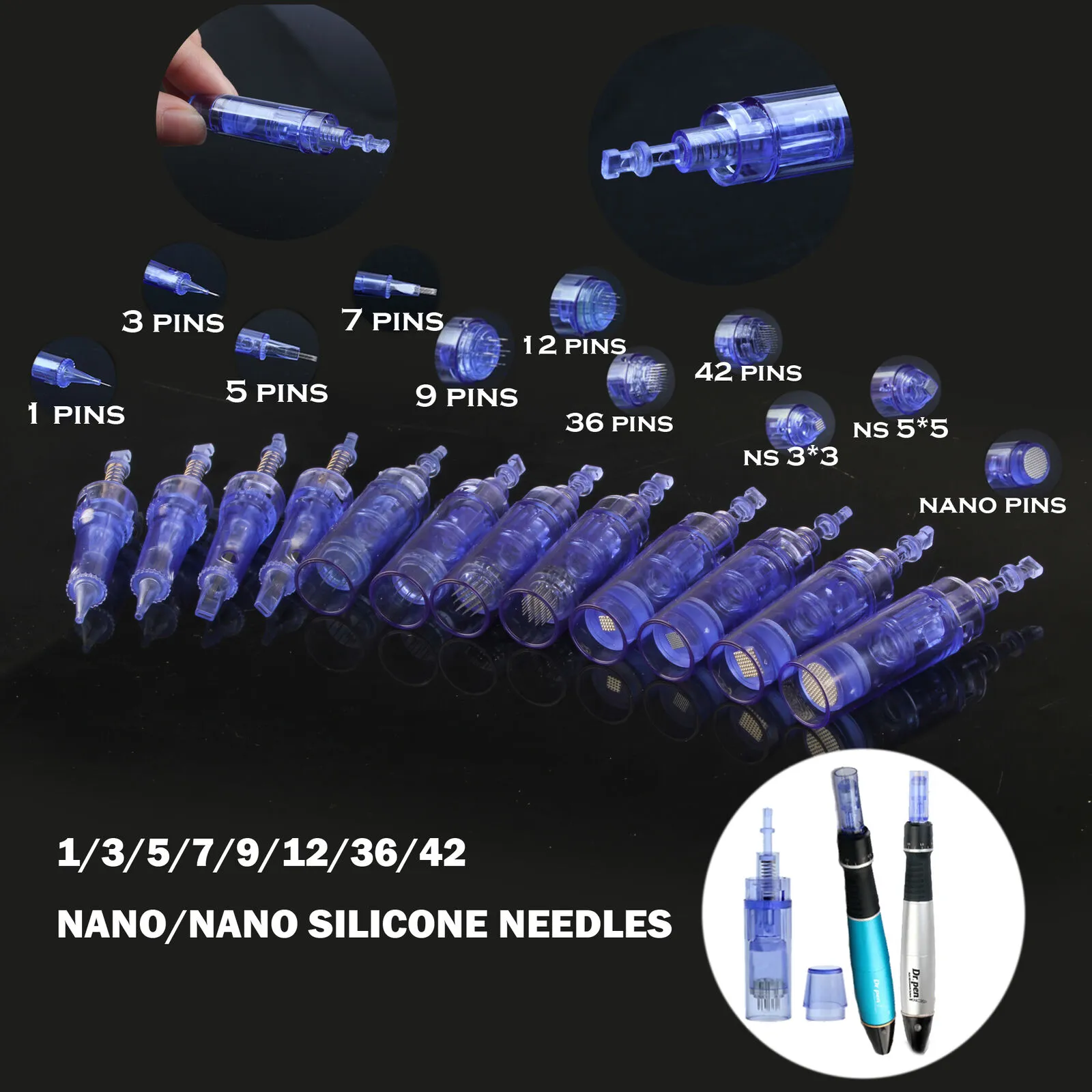 1/3/5/7/9/12/36/42/Nano Pin Micro Needles Auto Dr. Pen für Skin Derma Stamp A1 Nadelkartuschen